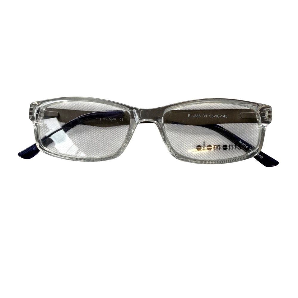 Elements Eyeglass Frames Mens 55-16-145 Clear Brown EL-286 C1 Europa Rectangular